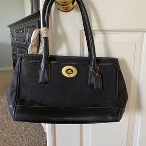 Coach Black Signature Print Shoulder Bag